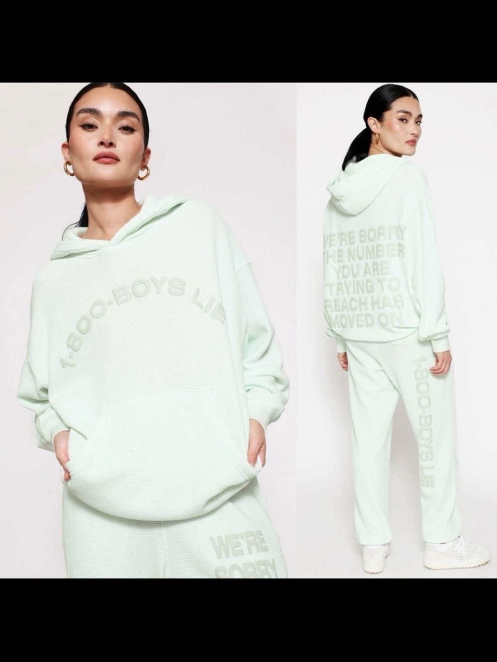 Boys Lie Mint Green Waffle Hoodie & Joggers Set